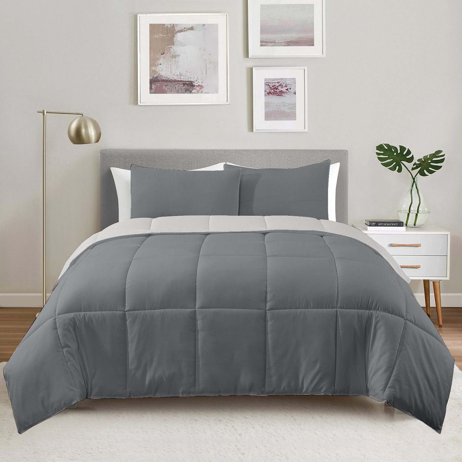 Acolchado Simil Plumón Reversible Queen Size c/funda